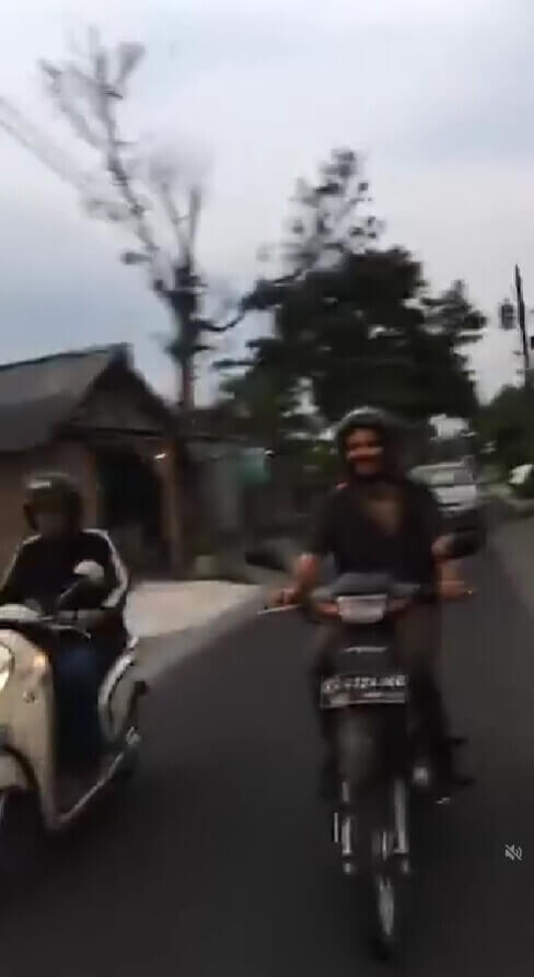 shot taken on the road by pinka of stephan driving a moped alone